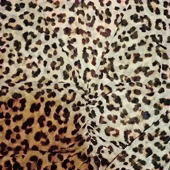 INC  concepts top sz M long sleeve leopard print blouse runched top casual - Picture 3 of 9